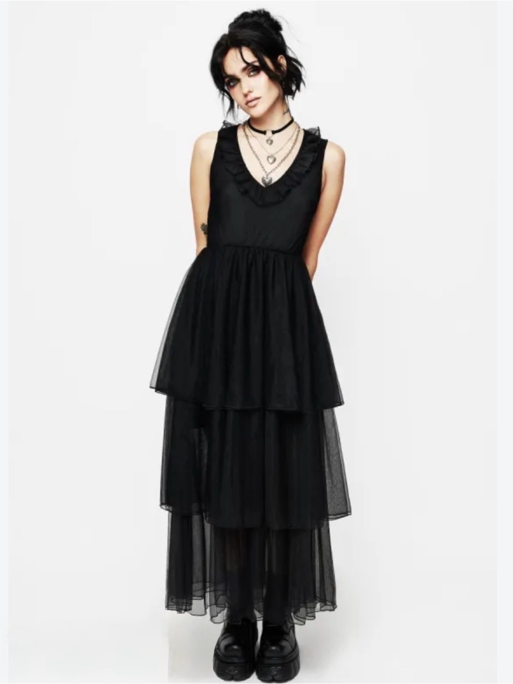 NWOT Disturbia- Opus Layered Tulle Apron Maxi Dress